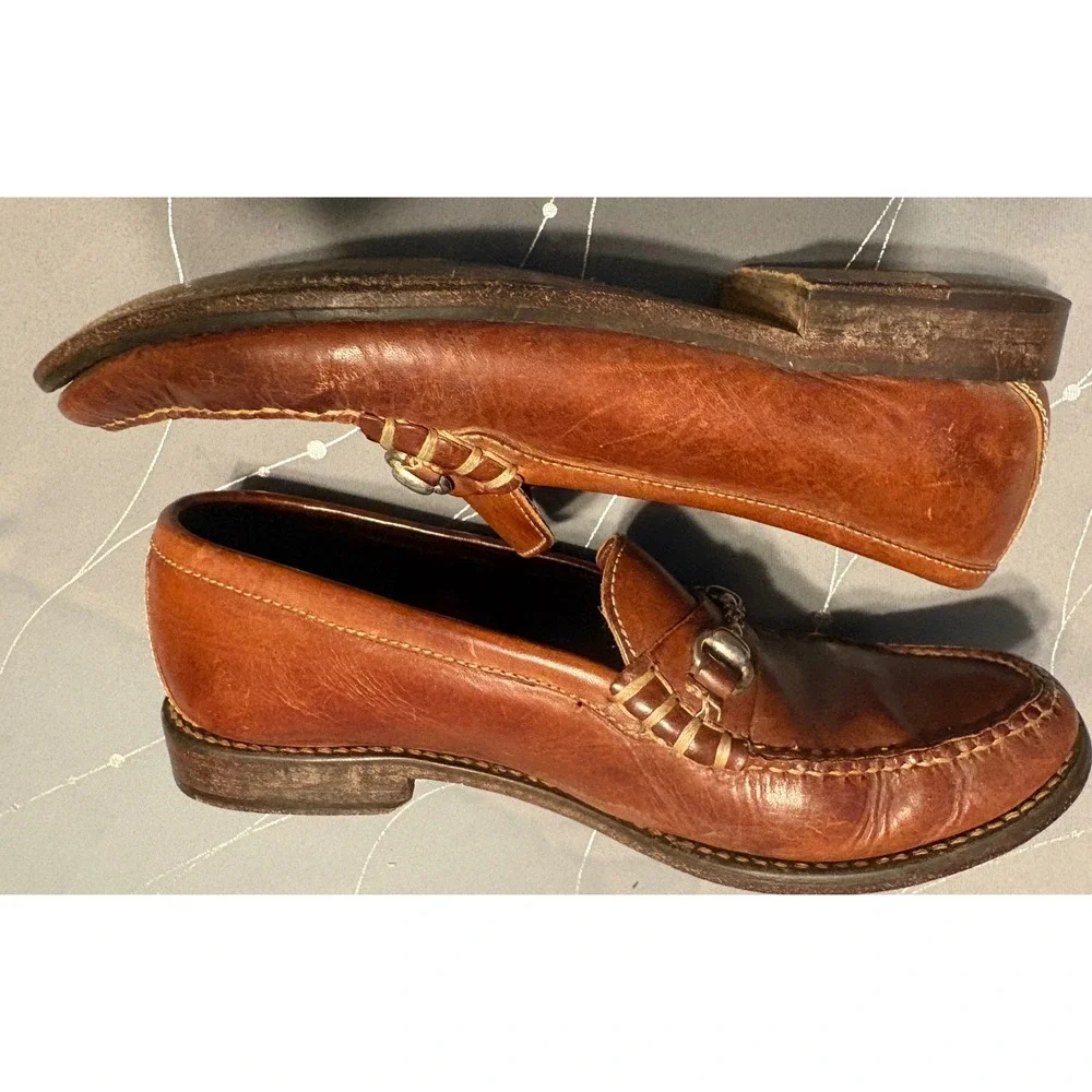 Cole Haan Country Womens Tan Leather Bit Loafers Moc Toe Shoes 7.5 AA Narrow